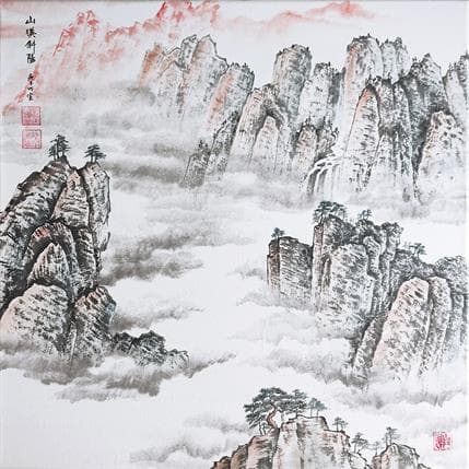 Peinture Sunset and boundless mountains par Du Mingxuan | Tableau Figuratif Aquarelle Paysages