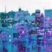 Pintura Harmonie en bleus et mauves #1 por Fièvre Véronique | Pintura Figurativo Urbano Acrílico