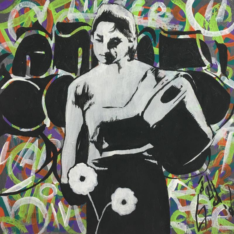 Painting Two flowers by Di Vicino Gaudio Alessandro | Painting Street art Life style Graffiti Acrylic