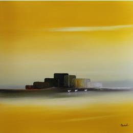 Peinture DÉSIR D_AILLEURS 12 par Roussel Marie-Ange et Fanny | Tableau Abstrait Huile Paysages