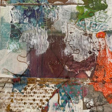 Peinture Cueillir en rêvant par Sablyne | Tableau Art Singulier Acrylique Portraits